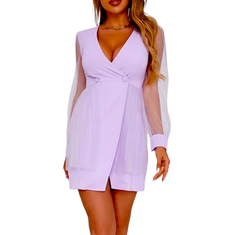ASOS-Mesh sleeve lilac dress